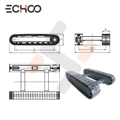 0.5-60 Ton Custom Steel Track Undercarriage para a máquina escavadora Dozer Chassis da esteira rolante